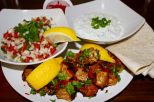 Easter recipe ideas, Chicken Tikka Wraps with Cucumber and Mint Raita and Tomato and Onion Salad