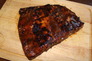Easter Recipe ideas, Meaty Ribs after finishing on the BBQ and glazed with BBQ sauce