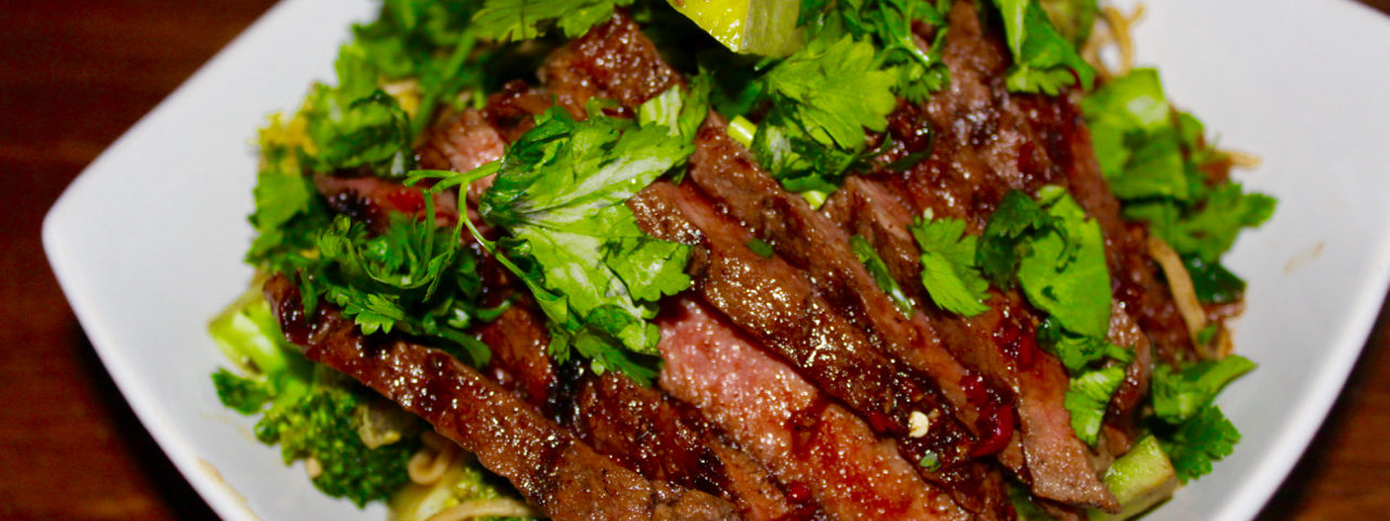 Chinese BBQ Steak with Broccoli and Coriander (Cilantro) Stir Fry