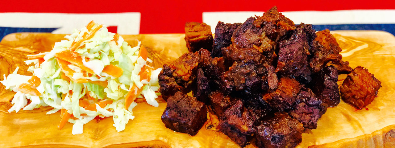 Beef Brisket 'Burnt Ends' and Homemade Coleslaw
